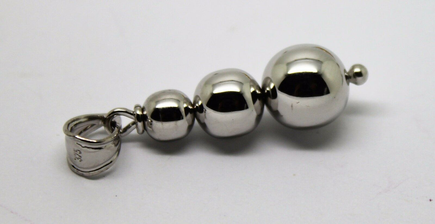 Genuine 9ct Genuine White Gold 3 Three Ball Drop Pendant *