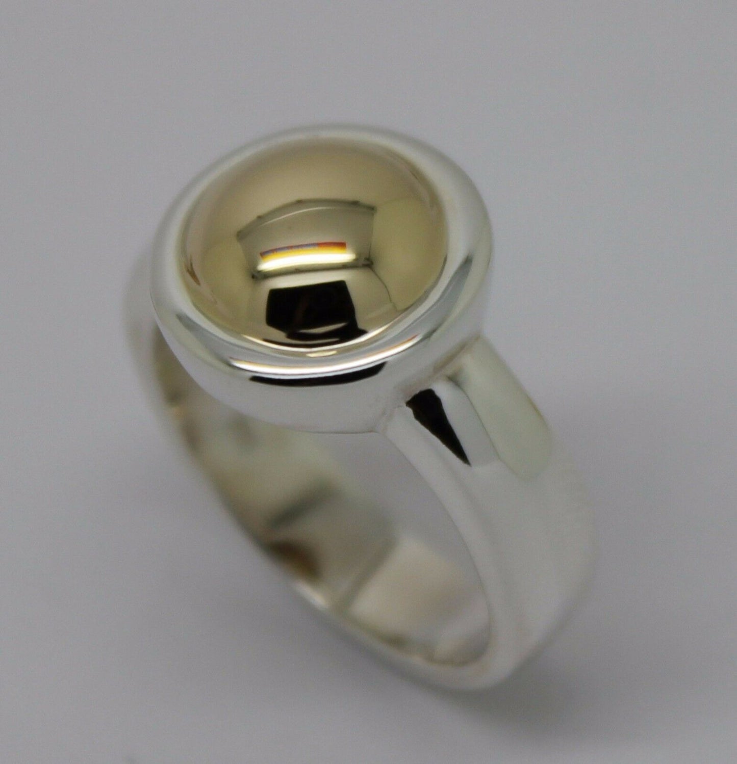 Size M Kaedesigns New Genuine Sterling Silver & 9ct Yellow Gold Half Ball Ring