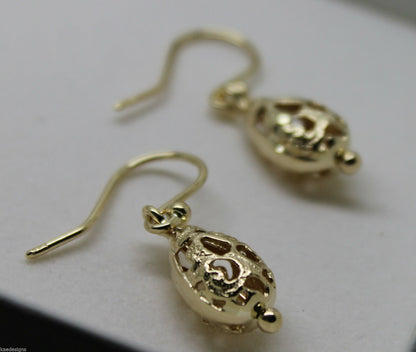 Kaedesigns 9ct 9k 375 Yellow Or White Or Rose Gold Teardrop Filigree Earrings