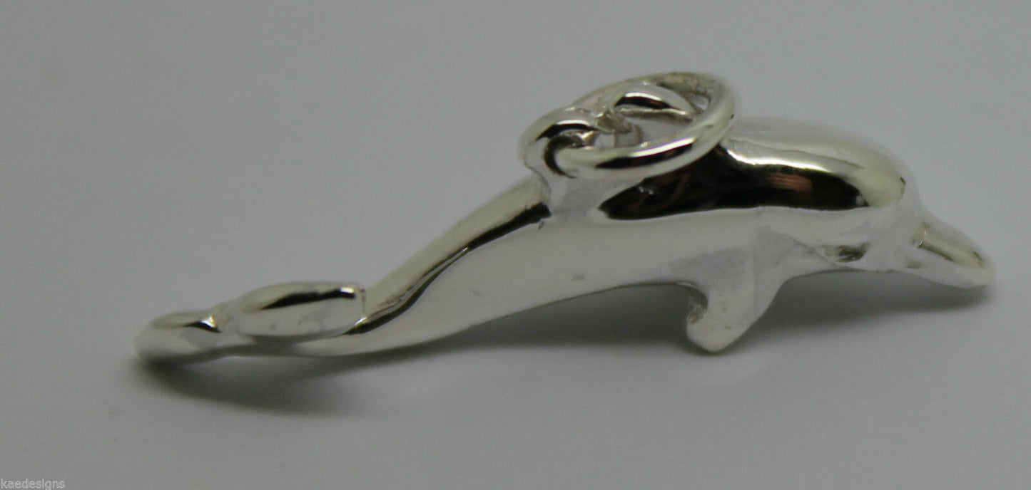 Heavy New 9ct Yellow or Rose or White Gold or Sterling Silver Dolphin pendant