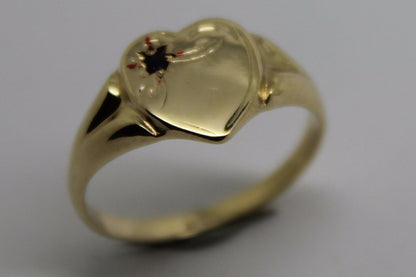 Size I 9ct 9K Yellow Gold Blue Sapphire (Birthstone Of Sept.) Signet Ring 265