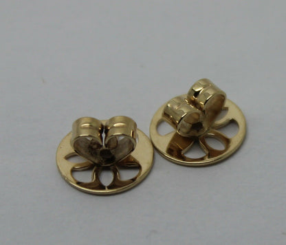 Genuine 9ct or 18ct Yellow or White Gold Filigree Disc Earrings Butterfly Backs