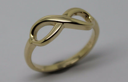 Genuine 9ct 9k 375 Yellow, Rose or White Gold Solid Infinity Ring Size J