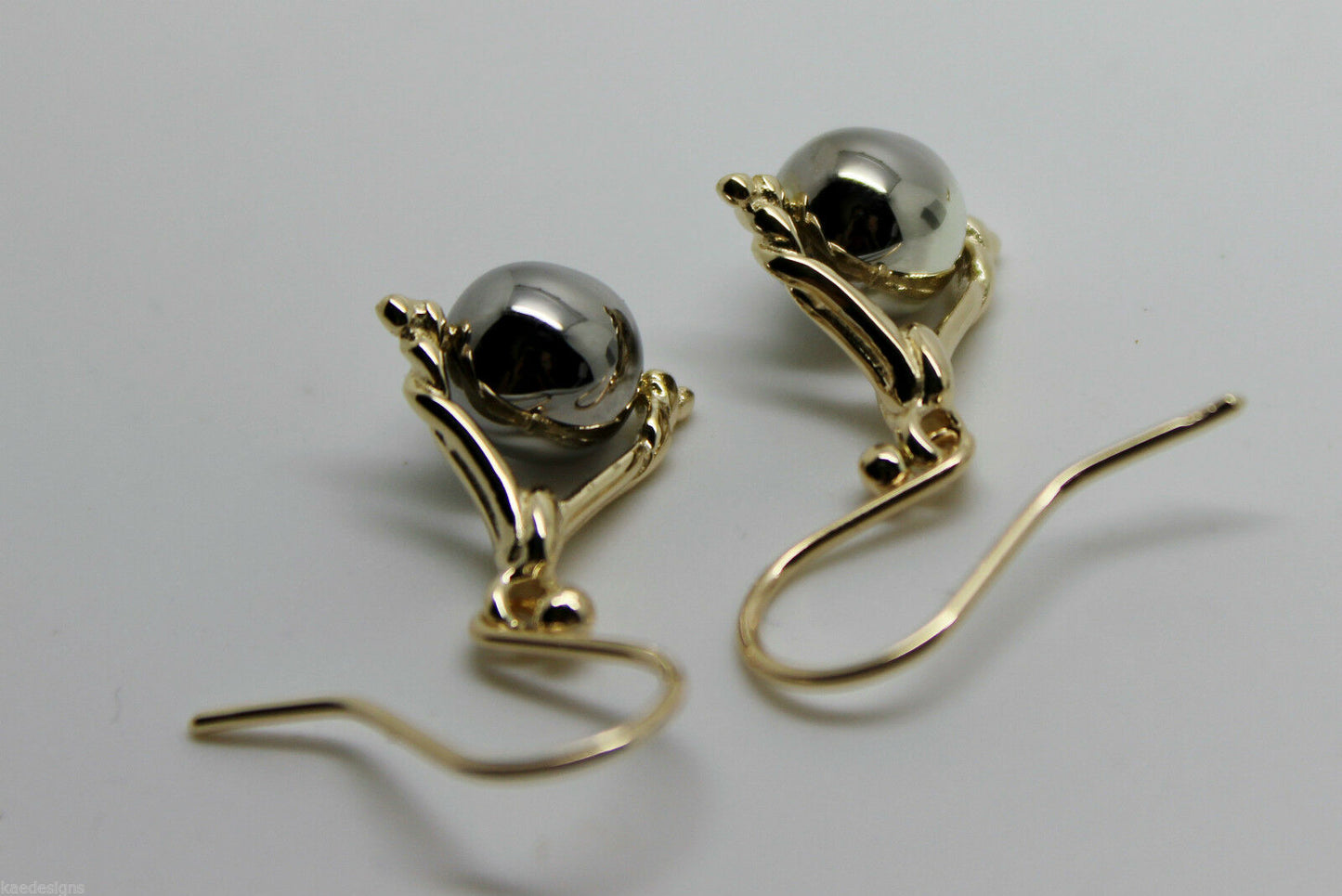 Genuine 9ct 9K 375 Solid Yellow And White Gold Plain Ball Spinner Earrings 435