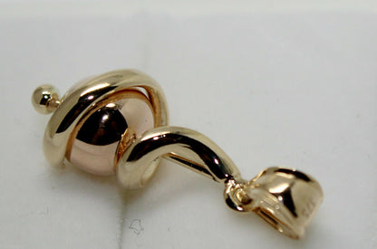 Genuine 9ct 9kt 375 Yellow & Rose Gold 8mm Swirl Ball Pendant