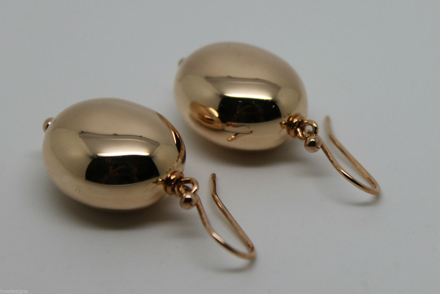 Kaedesigns New Genuine Heavy 9ct 9k Rose, Yellow, White Gold Oval Hook Earrings