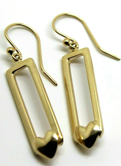 Genuine 9ct 9k 375 Yellow, Rose or White Gold Heart Drop Hook Earrings