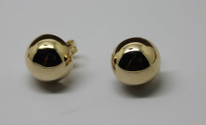 Genuine 9ct 9K 375 Solid Yellow, Rose or White Gold 10mm Stud Half Ball Earrings