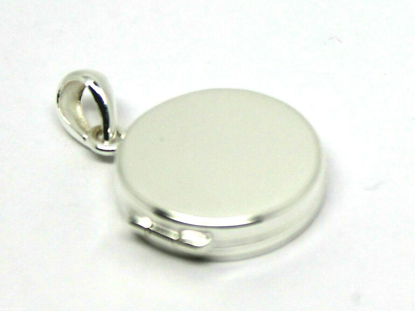 Genuine Sterling Silver 925 Small Flat Round Plain Locket With 2 Photos