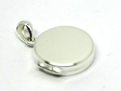 Genuine Sterling Silver 925 Small Flat Round Plain Locket With 2 Photos