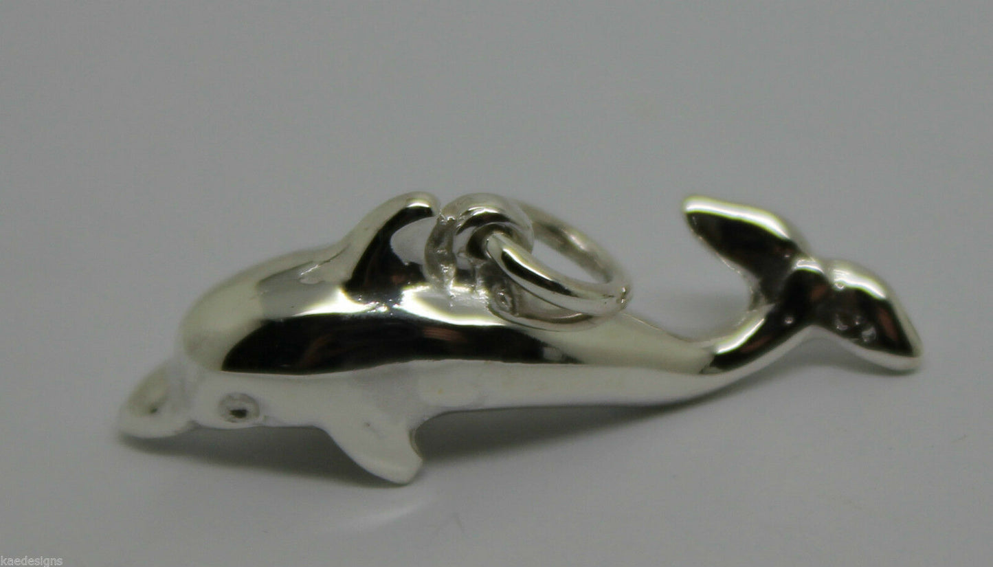 Heavy New 9ct Yellow or Rose or White Gold or Sterling Silver Dolphin pendant