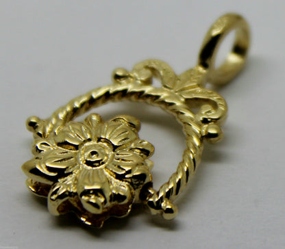 Genuine 9ct 9k 375 Yellow, Rose or White Gold  Flower Spinner Pendant
