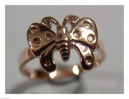 Genuine Solid 9ct White Or Rose Or Yellow Gold Butterfly Ring Choose Size