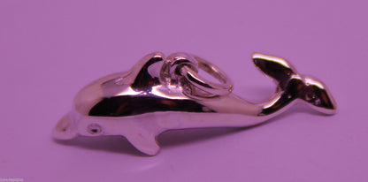 Heavy New 9ct Yellow or Rose or White Gold or Sterling Silver Dolphin pendant