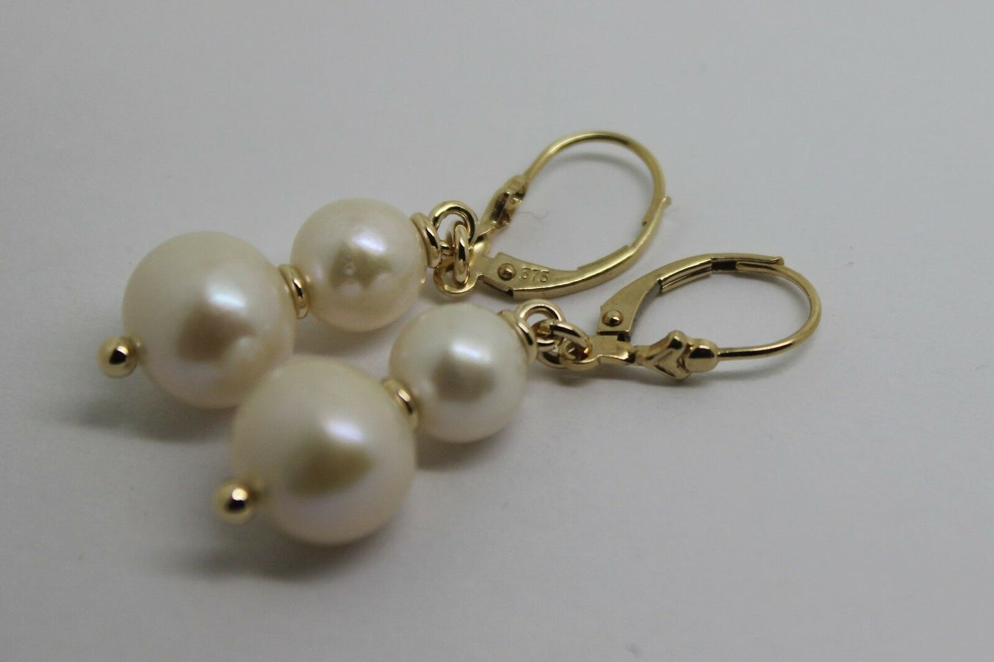Genuine 9ct 9k 375 Yellow or Rose Gold 6mm & 8mm White Pearl Continental Clip Earrings