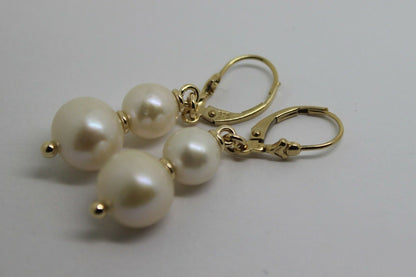 Genuine 9ct 9k 375 Yellow or Rose Gold 6mm & 8mm White Pearl Continental Clip Earrings
