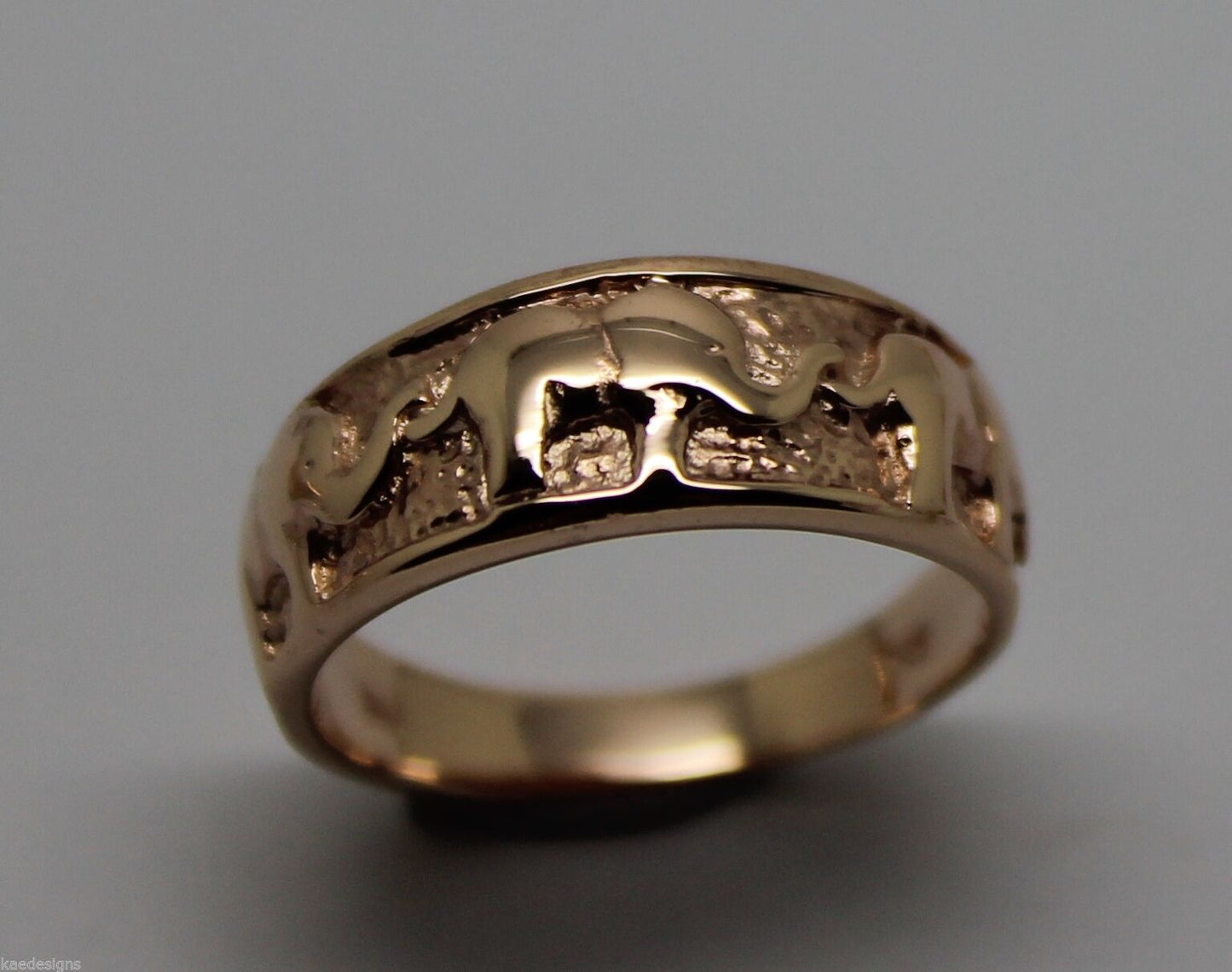 Size K Genuine 9ct 9kt 375 Full Solid Yellow, Rose or White Gold Lucky Elephant Ring 209