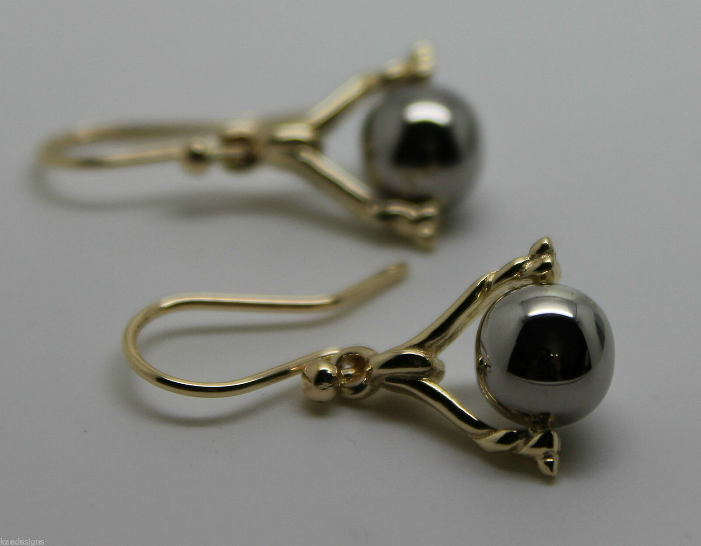 Genuine 9ct 9K 375 Solid Yellow And White Gold Plain Ball Spinner Earrings 435