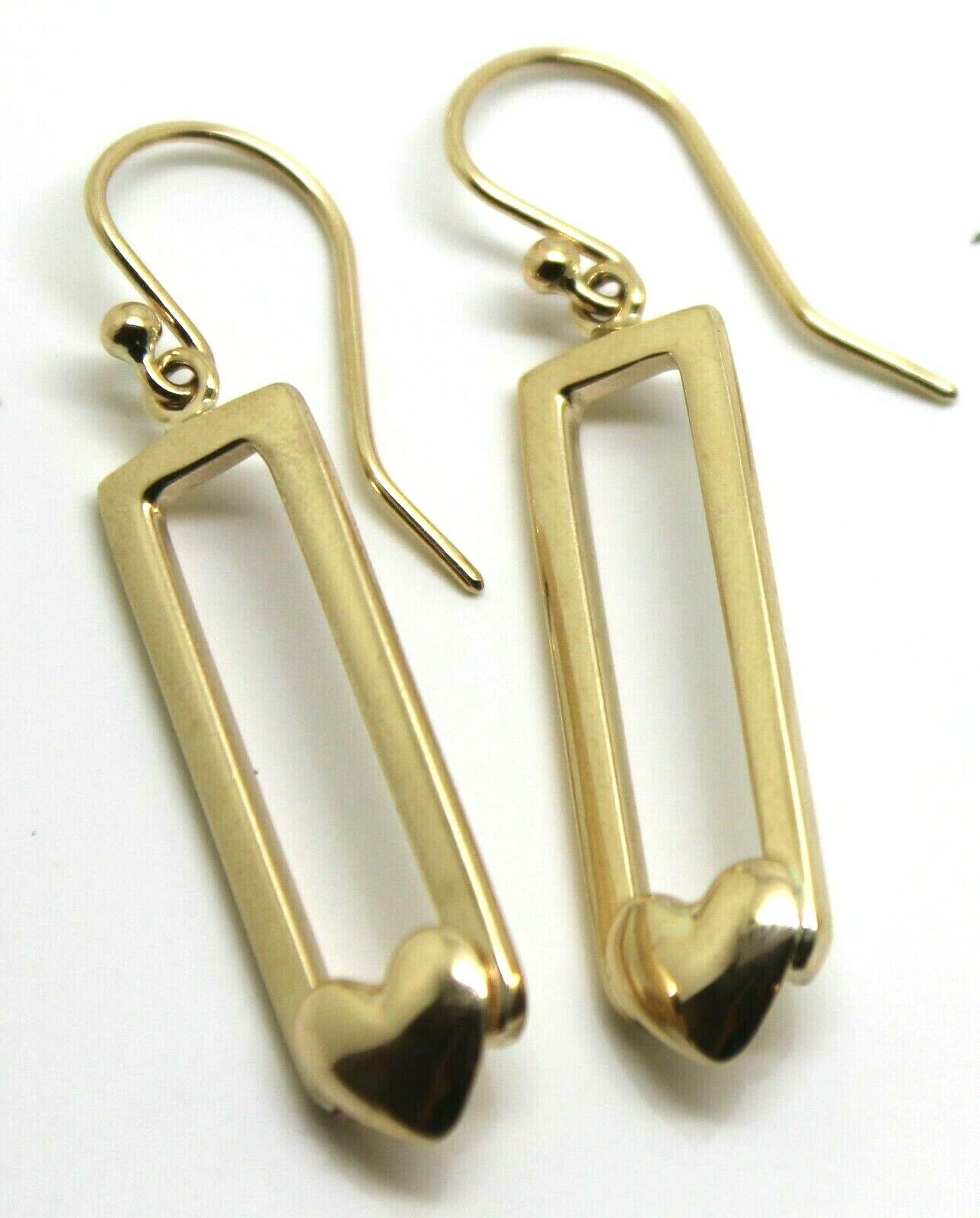 Genuine 9ct 9k 375 Yellow, Rose or White Gold Heart Drop Hook Earrings