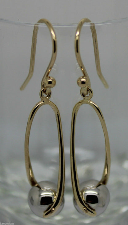 Kaedesigns Genuine 9ct 9kt 375 Yellow & White Gold 8mm Ball Drop Earrings