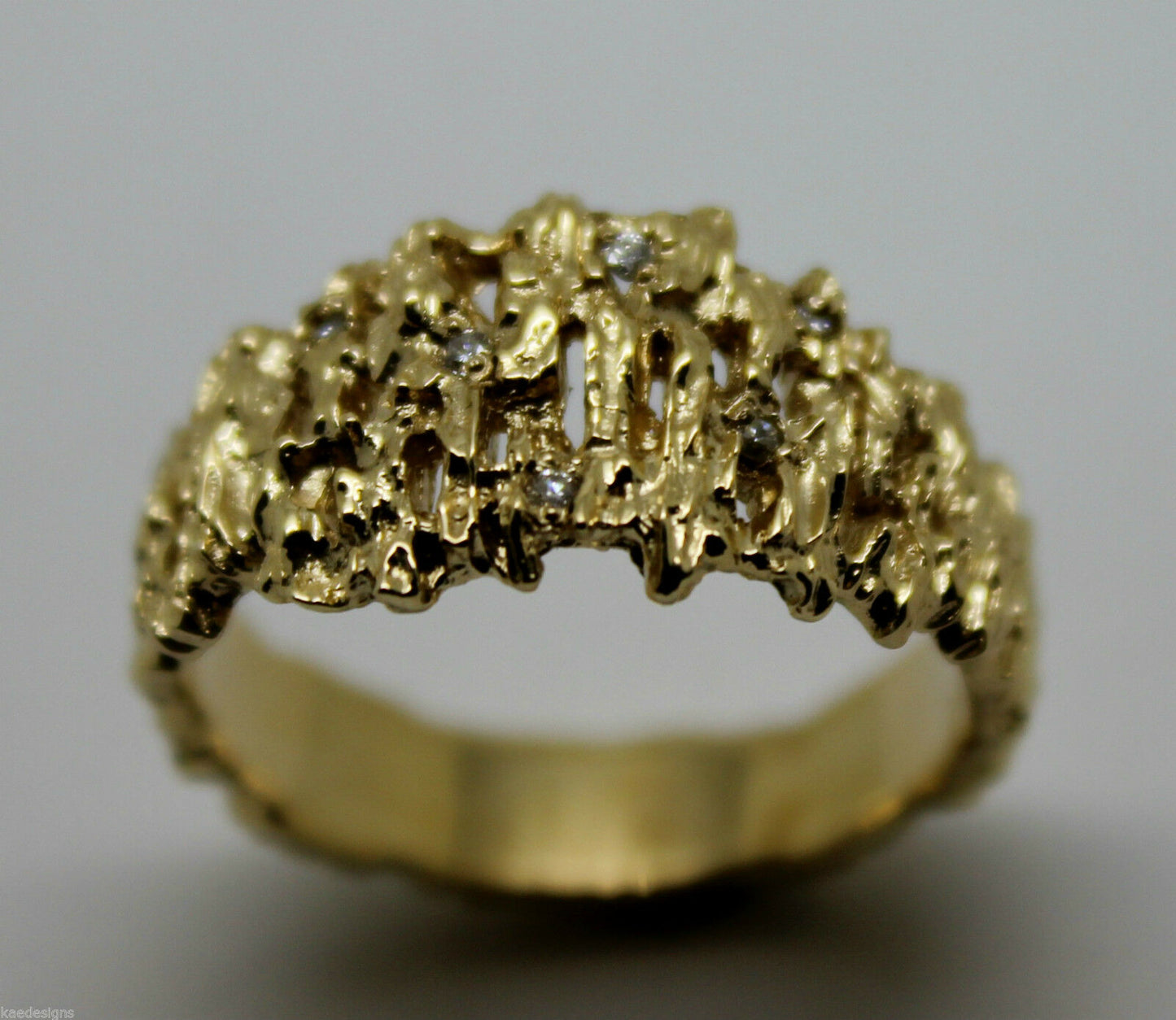 Kaedesigns New Genuine 10ct White or Rose Or Yellow Gold Diamond Nugget Ring
