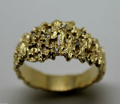 Kaedesigns New Genuine 10ct White or Rose Or Yellow Gold Diamond Nugget Ring