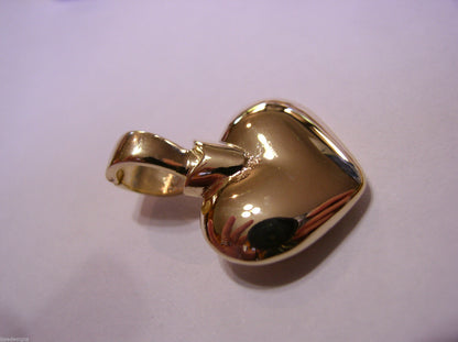 Genuine New 9ct 9k 375 Heavy Full Solid Yellow, Rose or White Gold Heart Pendant With Enhancer