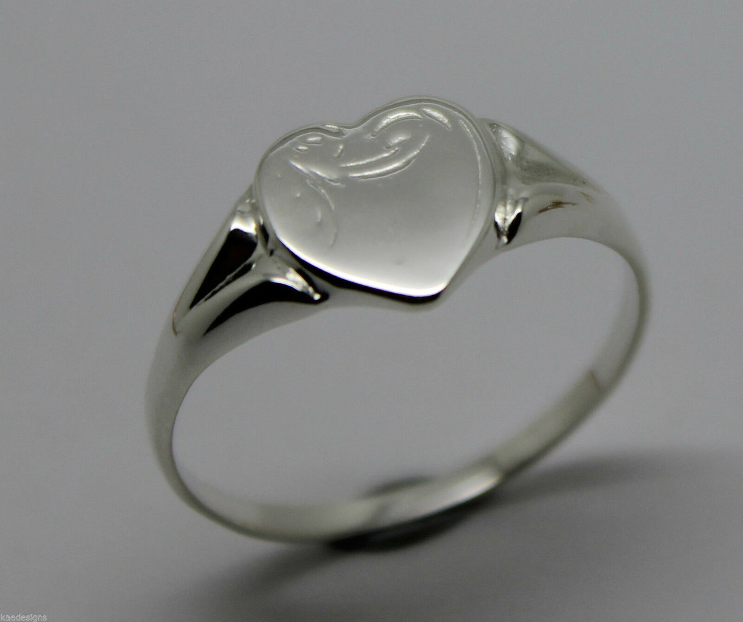 Kaedesigns, New Genuine Large Sterling Silver Heart Signet Ring - Choose your size
