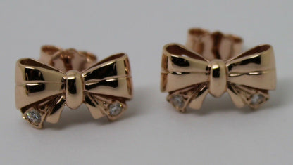 Genuine 9ct Yellow, Rose or White Gold Butterfly Stud Earrings Set With Four Genuine Diamonds