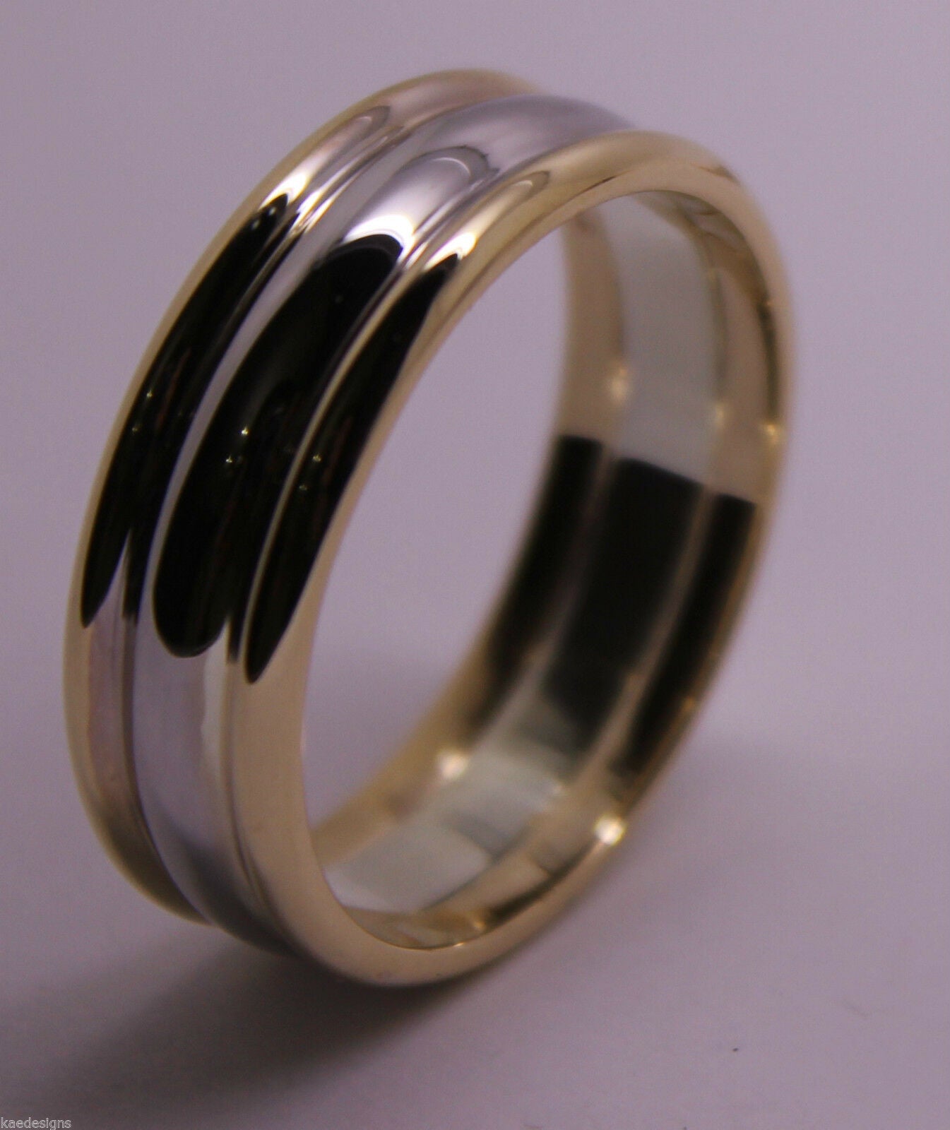 Genuine Full Solid 9ct White & Rose Gold Heavy Band Ring Size X