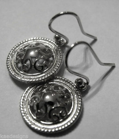 Kaedesigns, Heavy 9ct Yellow Or White Or Rose Gold  Filigree Round Hook Earrings