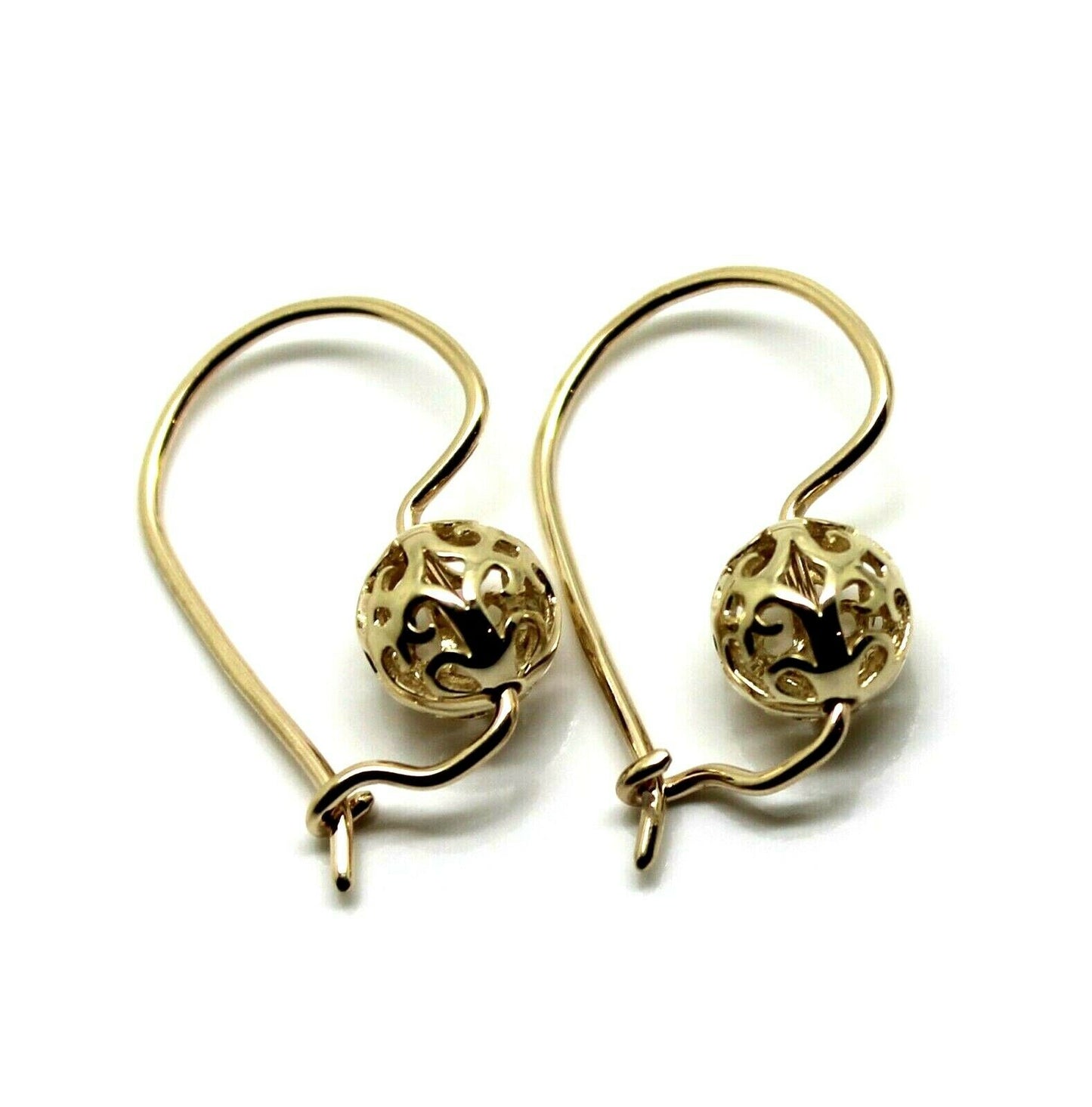 Genuine New 9k 9ct 375 Yellow, Rose and White Gold 8mm Ball Filigree Earrings