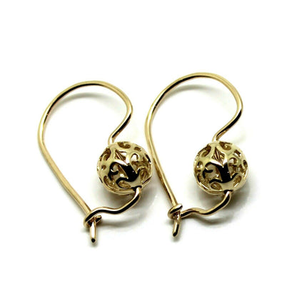 Genuine New 9k 9ct 375 Yellow, Rose and White Gold 8mm Ball Filigree Earrings