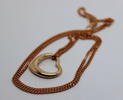 Genuine 9ct 9kt Rose Gold / 375 Belcher Chain Necklace 44cm + Heart Pendant