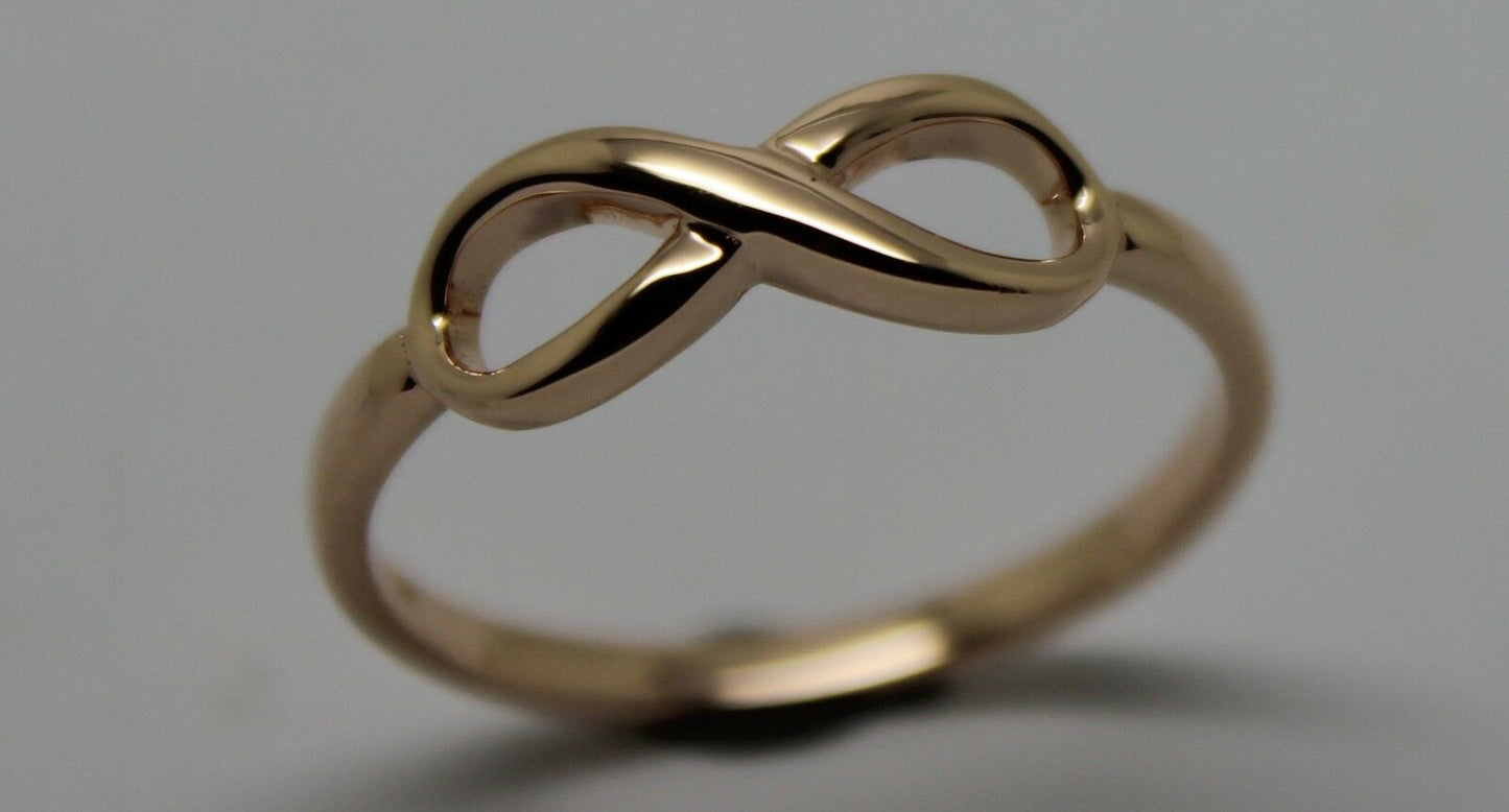 Genuine New 9ct 9k 375 Yellow, Rose or White Gold Solid Infinity Ring Size S / 9 1/8