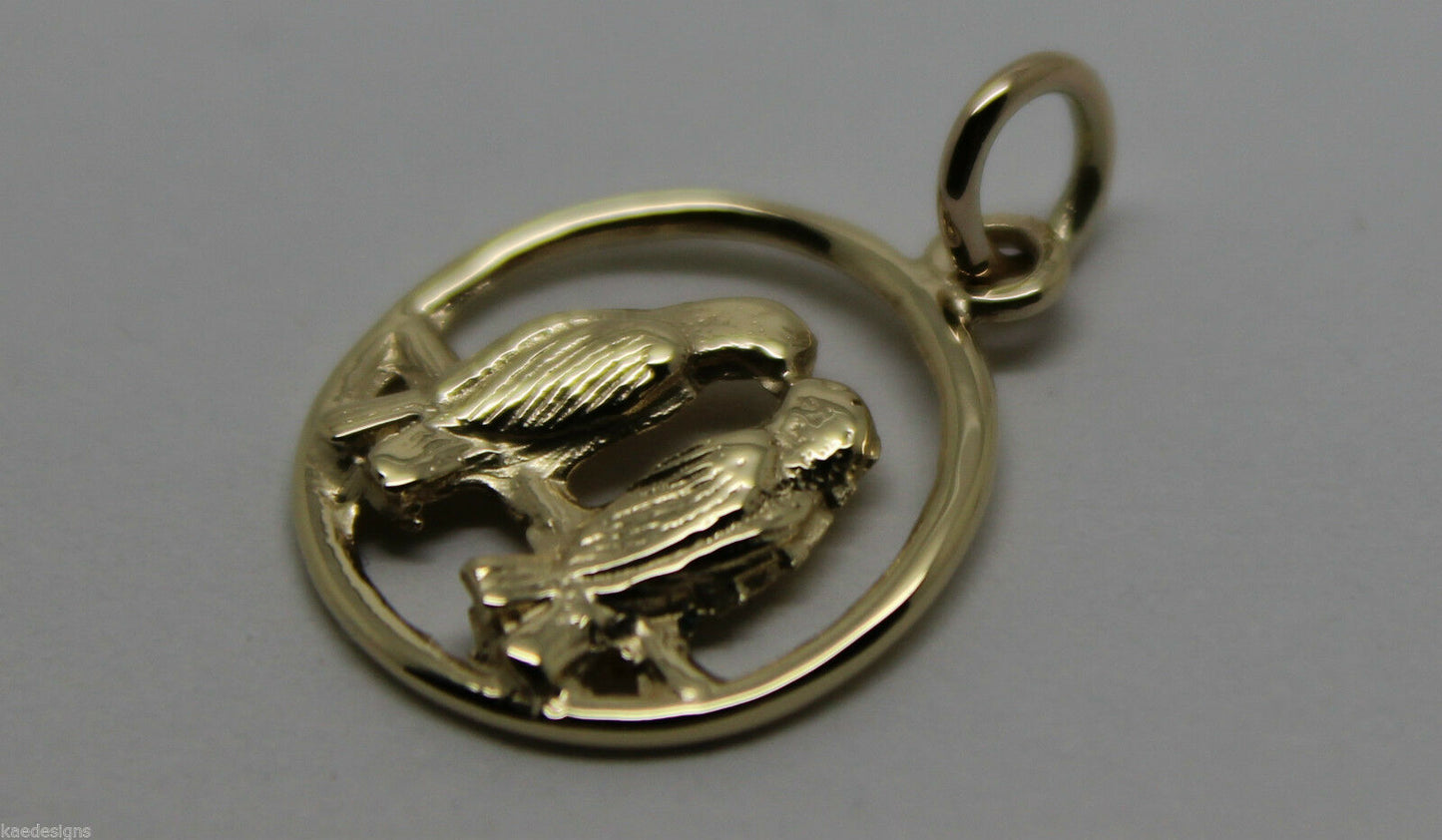 Genuine 9ct Yellow or Rose or White Gold or Silver Lovebirds Love Birds Pendant