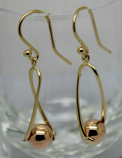 Kaedesigns 9ct 9kt 375 Yellow & Rose Gold 8mm Ball Drop Earrings