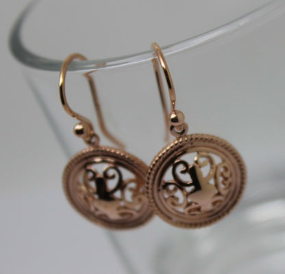 Kaedesigns, Heavy 9ct Yellow Or White Or Rose Gold  Filigree Round Hook Earrings