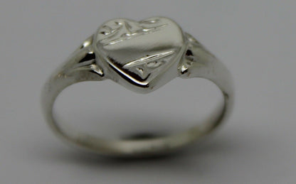 Kaedesigns, Size H New Genuine Sterling Silver 925 Heart Signet Ring 201