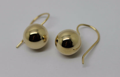 Kaedesigns Genuine 9ct 9k 375 Yellow, Rose or White Gold 12mm Euro Ball Drop Earrings
