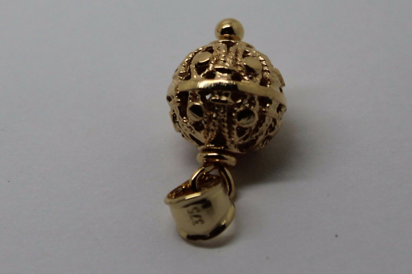 Genuine New 9ct 9k Filigree Yellow, Rose or White Gold Ball 10mm Pendant