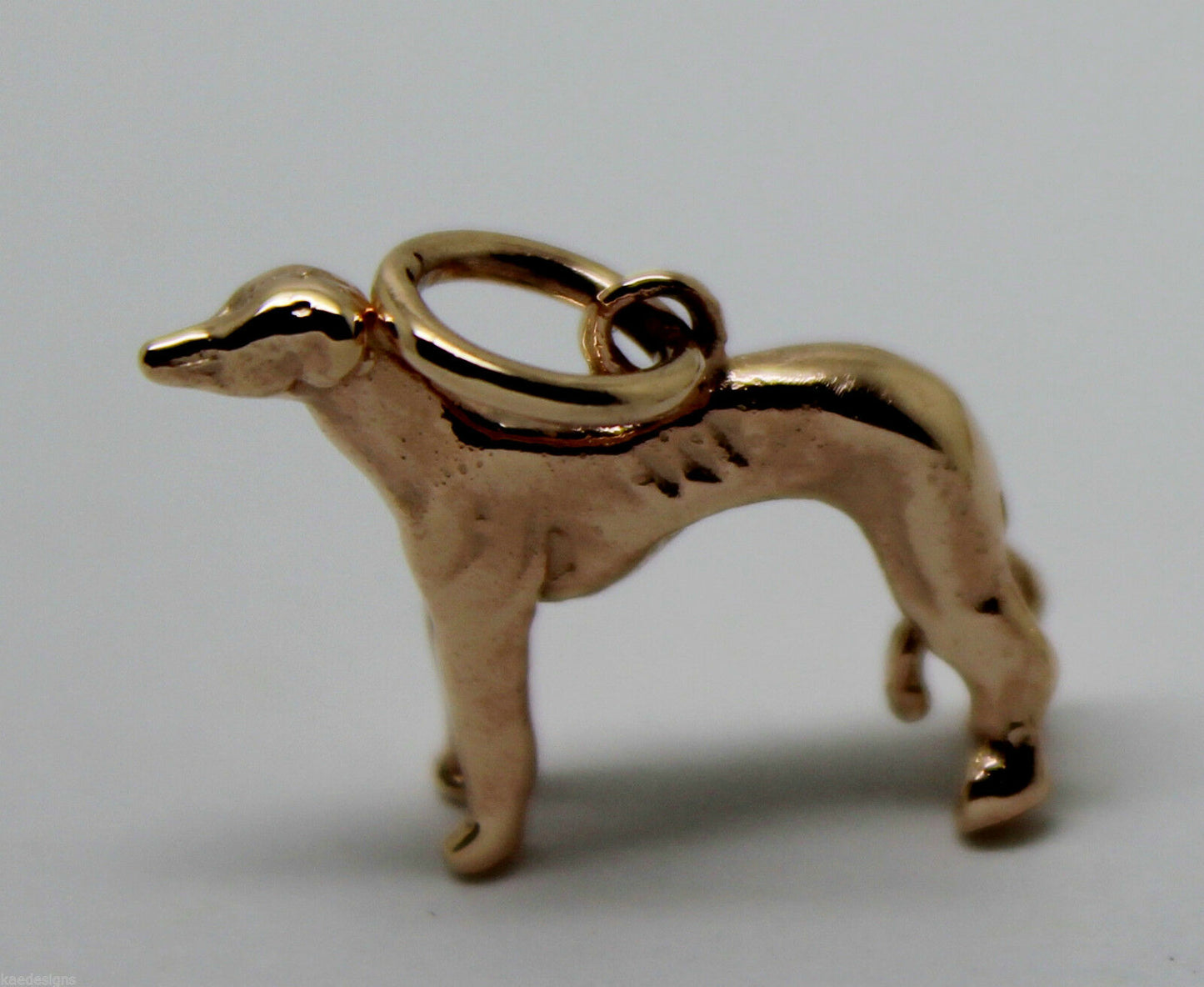 Kaedesigns, 3D 9ct Yellow, Rose Or White Gold Greyhound Dog Charm / Pendant