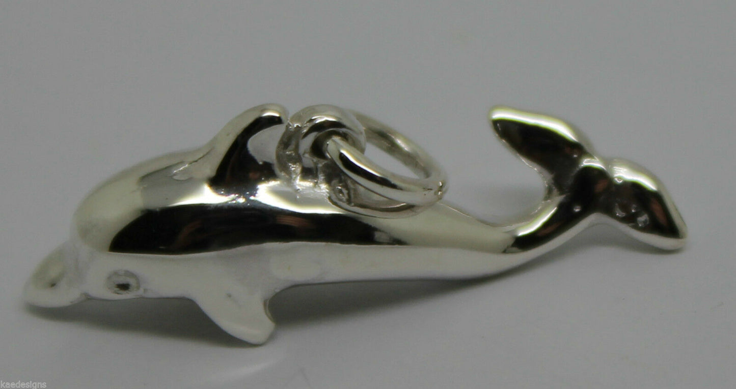 Heavy New 9ct Yellow or Rose or White Gold or Sterling Silver Dolphin pendant