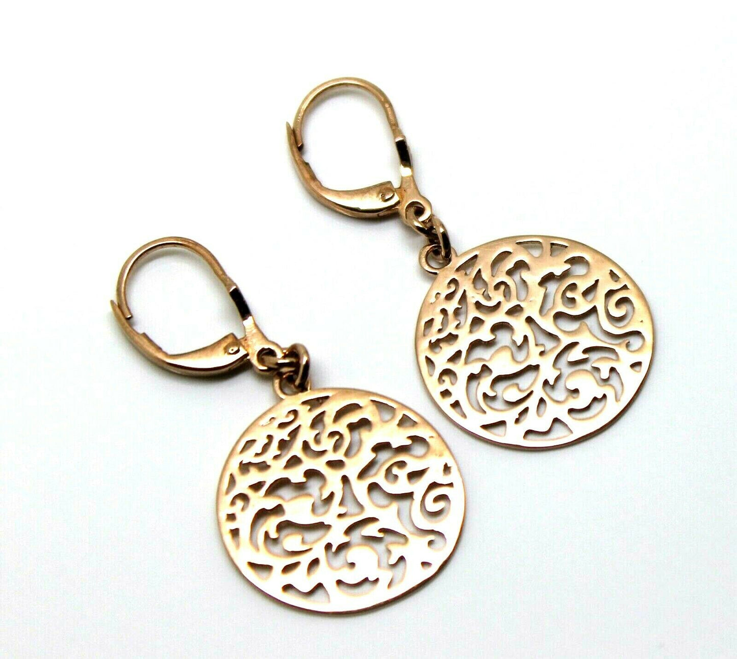 Genuine 9ct Yellow, Rose Or White Gold Antique Filigree Drop Earrings Continental hooks