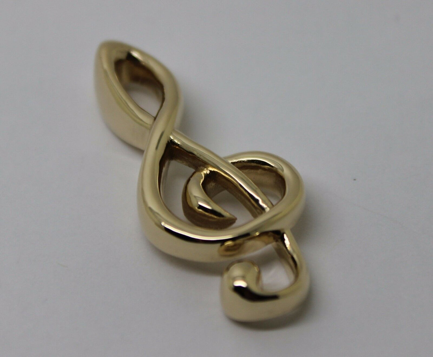 Heavy Solid 9ct Yellow or Rose or White Gold Treble Clef Music Note pendant