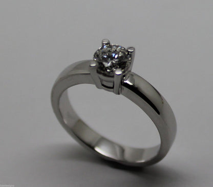 Genuine 18ct 18k Solid White Gold Round Cut Ring Size J 1/2