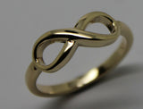 Genuine New 9ct Yellow, Rose or White Gold Solid Infinity Ring Size J