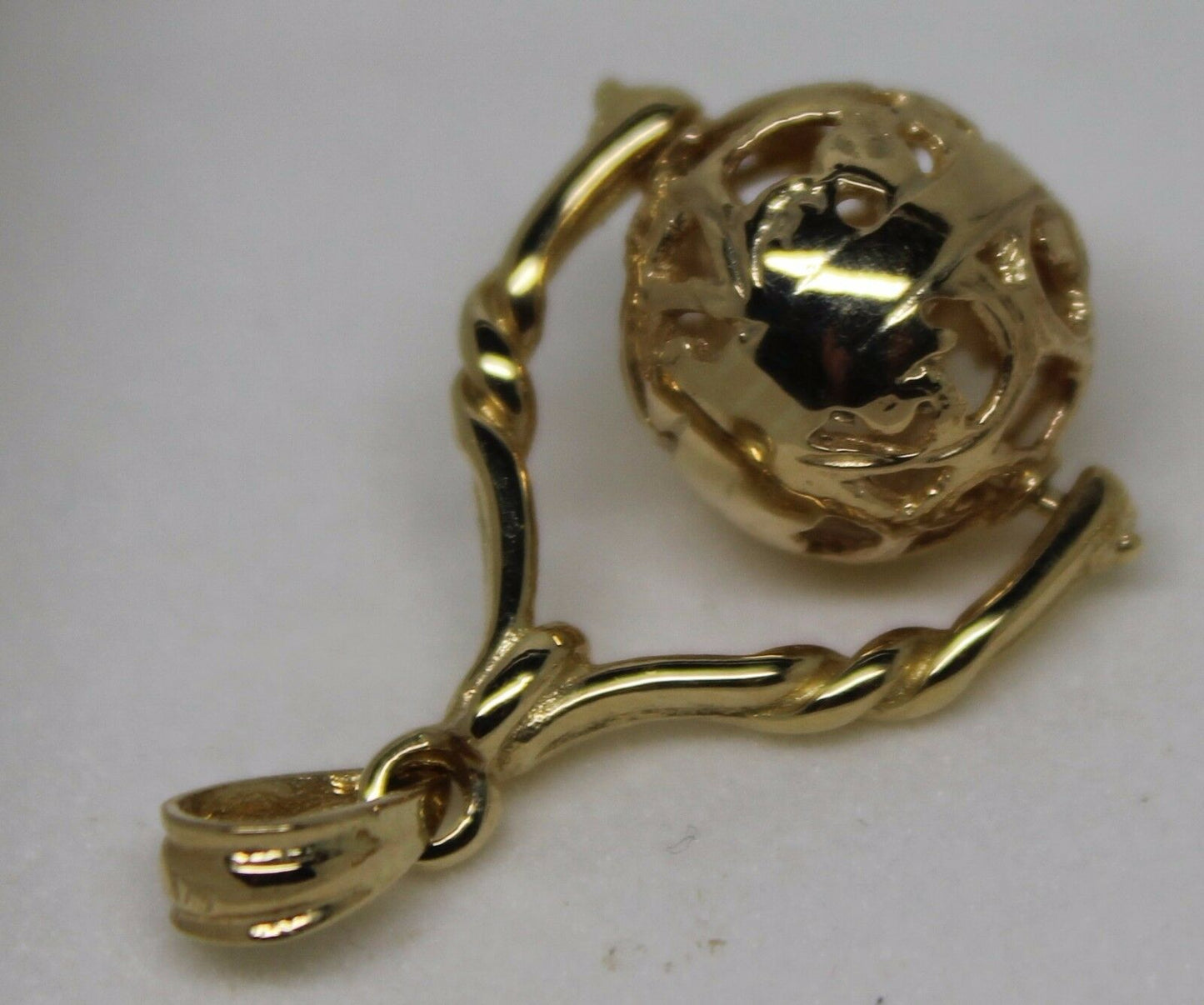 Genuine 9ct 9kt 375 Yellow, Rose Or White Gold 12mm Filigree Ball Spinner Pendant