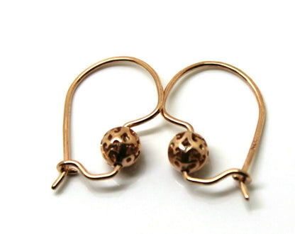 Genuine 9ct 9k 375 Yellow, Rose or White Gold 5.5mm Ball Filigree Earrings
