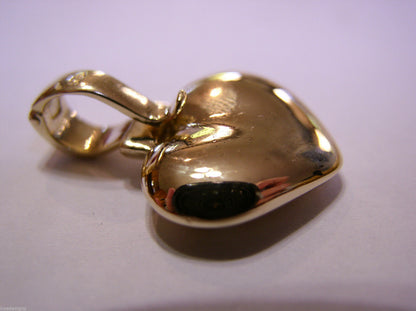 Genuine New 9ct 9k 375 Heavy Full Solid Yellow, Rose or White Gold Heart Pendant With Enhancer